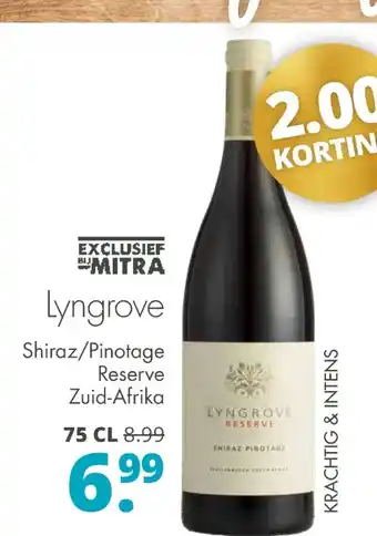 Mitra Lyngrove shiraz/pinotage reserve zuid-afrika aanbieding