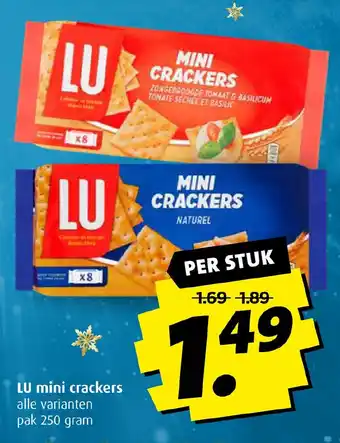 Boni LU mini crackers alle varianten pak 250 gram aanbieding