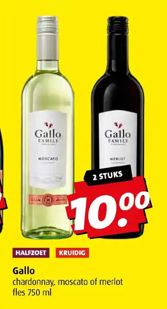 Boni Gallo chardonnay, moscato of merlot fles 750 ml aanbieding