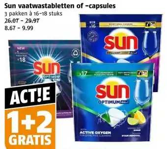 Poiesz Sun vaatwastabletten of -capsules aanbieding