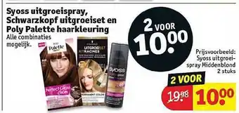 Kruidvat Syoss uitgroeispray Schwarzkopf uitgroeiset en Poly Palette haarkleuring aanbieding