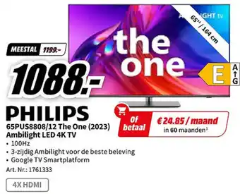 MediaMarkt PHILIPS 65PUS8808/12 The One (2023) Ambilight LED 4K TV aanbieding