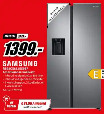 MediaMarkt SAMSUNG RS68CG882ES9EF Amerikaanse koelkast aanbieding