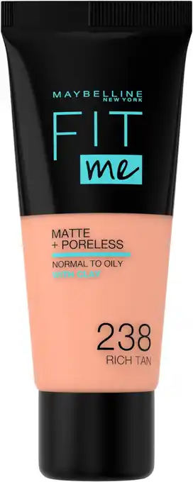 Amazon Maybelline new york - fit me matte + poreless foundation - 238 rich tan - medium dekkende foundation aanbieding