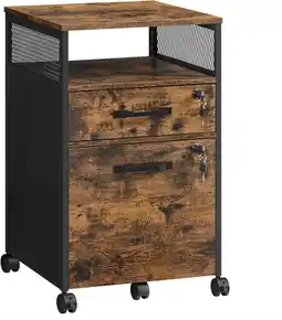 Amazon Vasagle archiefkast, kantoorbestandskast met 2 afsluitbare laden, wielen, open plank, voor hangende mappen, stalen frame, ind aanbieding