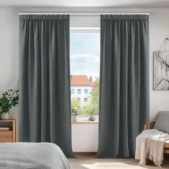 Amazon Deconovo verduisteringsgordijnen plooiband, 140x260 cm (b x h), donkergrijs, 2 stuks, gordijnen warmte-isolerend voor slaapka aanbieding
