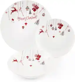 Amazon Merry christmas servies 18-delige set wit/rood aanbieding