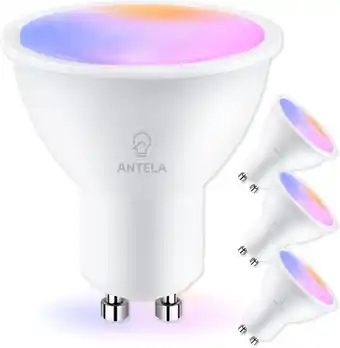 Amazon Antela slimme lamp gu10 smart bulb compatibel met alexa en google home,2700k-6500k, rgb-lamp 16 miljoen kleuren dimbaar, 5w,  aanbieding