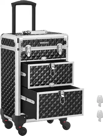 Amazon Songmics cosmetic case trolley, professionele make-up case, kapperskoffer met 4 uitneembare universele wielen, make-up case,  aanbieding