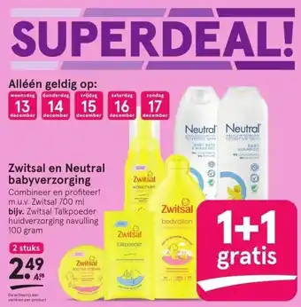 Etos Zwitsal en neutral babyverzorging aanbieding