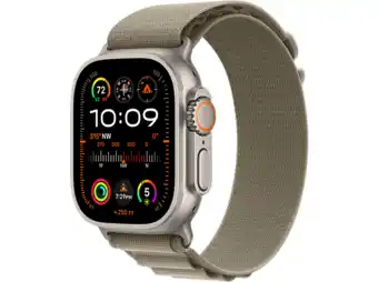 MediaMarkt Apple watch ultra 2 gps + cellular 49 mm titanium case/olijfgroene alpine loop - large aanbieding