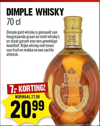 Dirck 3 DIMPLE WHISKY 70 cl aanbieding