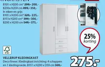 Jysk Vellerup kledingkast aanbieding