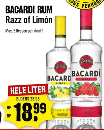 Dirck 3 BACARDI RUM Razz of Limón aanbieding
