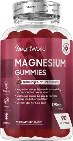 Amazon Magnesium citraat gummies - 125 mg - 90 gummies voor 45 dagen voorraad - met een natuurlijke druivensmaak - alternatief voor aanbieding
