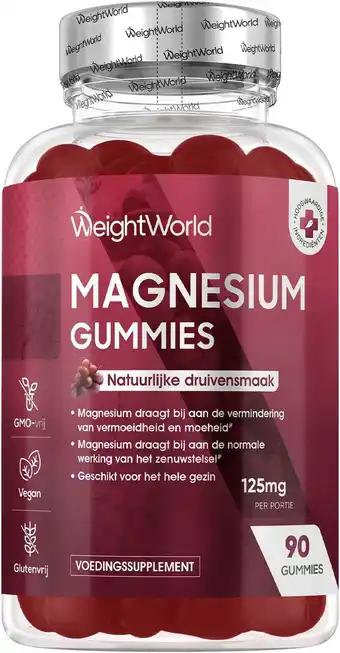 Amazon Magnesium citraat gummies - 125 mg - 90 gummies voor 45 dagen voorraad - met een natuurlijke druivensmaak - alternatief voor aanbieding