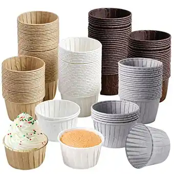 Amazon Hibisaws papieren muffinvormpjes, 200 stuks muffinvormpjes, bakvormen, papier, cupcake, wrappers, papieren vormpjes, voor des aanbieding