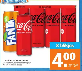 Albert Heijn Coca-Cola en Fanta 250ml aanbieding