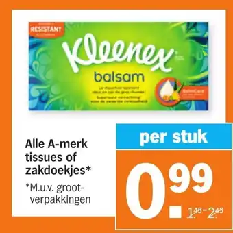 Albert Heijn Alle A-merk tissues of zakdoekjes aanbieding