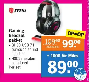 Albert Heijn MSI Gamingheadset pakket GH50 USB 7.1 aanbieding