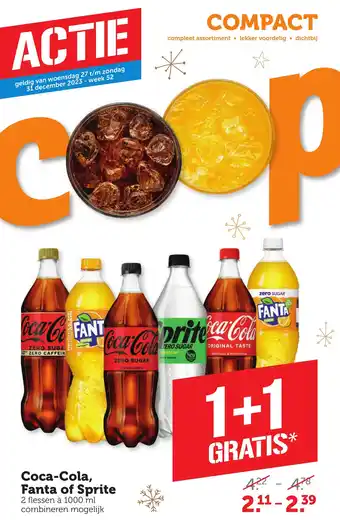 CoopCompact Coca-Cola, Fanta of Sprite aanbieding