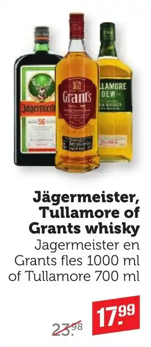 CoopCompact Jägermeister, Tullamore of Grants whisky aanbieding