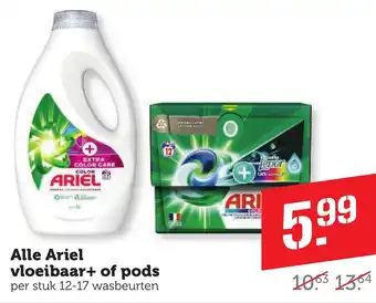 CoopCompact Alle Ariel vloeibaar+ of pods aanbieding