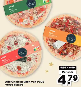 PLUS Uit de keuken van plus verse pizzas aanbieding