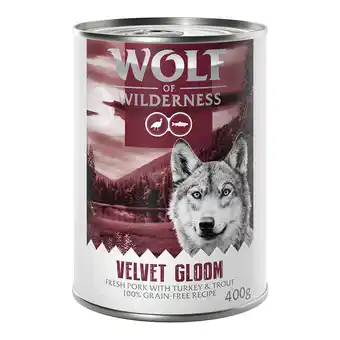 Zooplus Wolf of wilderness natvoer 6 x 400 g voor een probeerprijs! - velvet gloom - varken, kalkoen en forel aanbieding