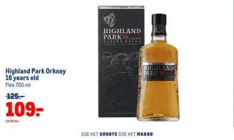 Makro Highland Park Orkney 18 years old Fles 700 ml aanbieding