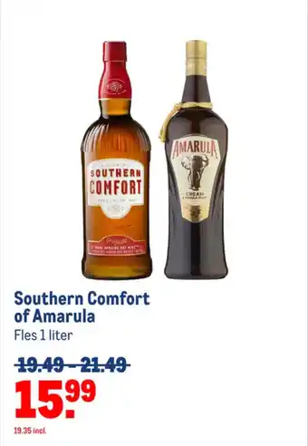 Makro Southern Comfort of Amarula Fles 1 liter aanbieding