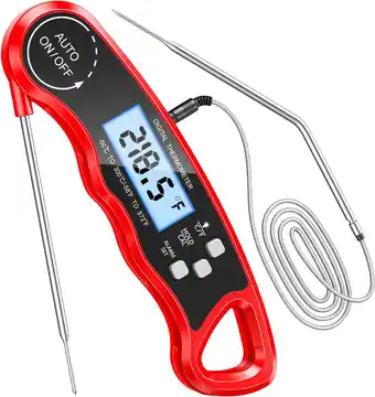 Amazon Cirycase digitale vleesthermometer, direct lezen, braadthermometer, grillthermometer, externe lange sonde met 102 cm roestvri aanbieding