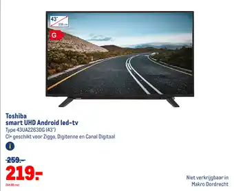 Makro Toshiba smart UHD Android led-tv aanbieding