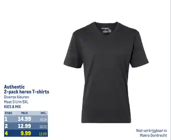 Makro Authentic 2-pack heren T-shirts aanbieding