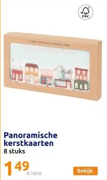 Action Panoramische kerstkaarten 8 stuks aanbieding