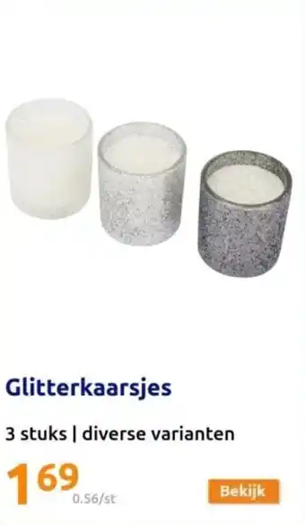 Action Glitterkaarsjes aanbieding