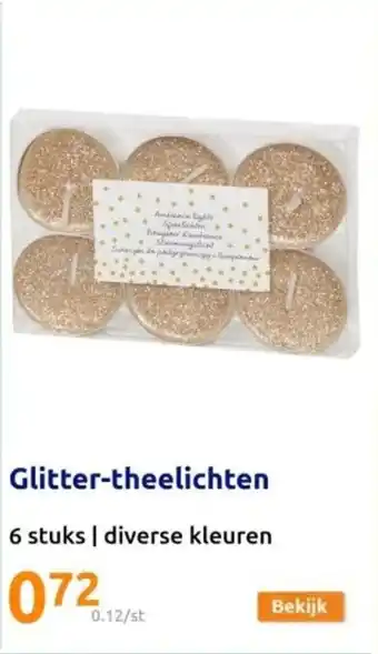 Action Glitter-theelichten aanbieding