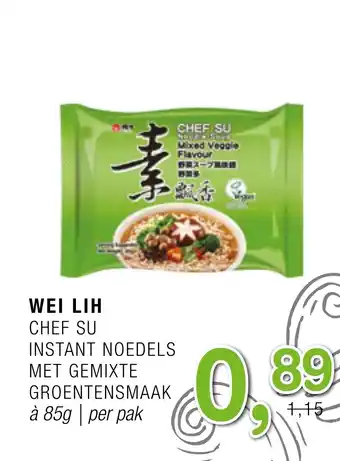 Amazing Oriëntal Wei lih chef su instant noedels met gemixte groentensmaak aanbieding