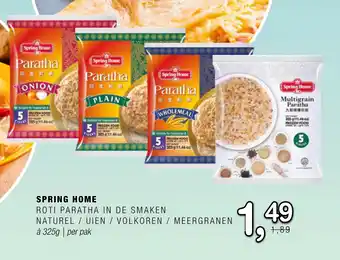 Amazing Oriëntal Spring home roti paratha in de smaken naturel / uien / volkoren / meergranen aanbieding