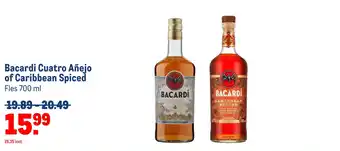 Makro Bacardi cuatro añejo of caribbean spiced aanbieding