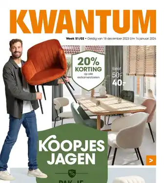 Kwantum 20% Korting op alle eetkamerstoelen aanbieding