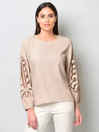 Klingel Blouse met kanten mouwen alba moda steengrijs aanbieding