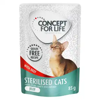 Zooplus Voordeelpakket concept for life graanvrij 48 x 85 g kattenvoer - sterilised cats rund in gelei aanbieding