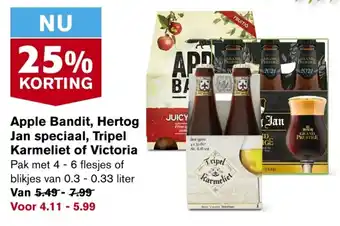 Hoogvliet Apple Bandit, Hertog Jan speciaal, Tripel Karmeliet of Victoria aanbieding