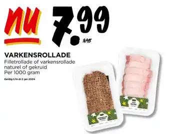 Jumbo Varkensrollade filletrollade of varkensrollade naturel of gekruid per 1000 gram aanbieding