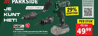 Lidl PARKSIDE 3-in-1 accu-combi-gereedschap 20V 35 Nm aanbieding