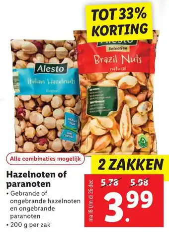 Lidl Hazelnoten of paranoten aanbieding