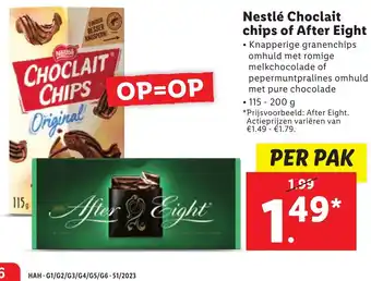 Lidl Nestlé Choclait chips of After Eight aanbieding