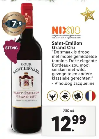 Lidl Saint-Émilion Grand Cru 750ml aanbieding