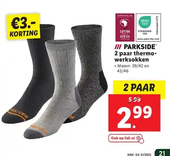 Lidl PARKSIDE 2 paar thermo werksokken aanbieding